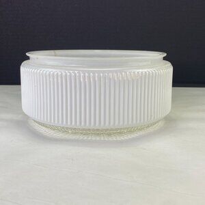 Vintage Ribbed Glass Drum Shade White Clear 7.5 inch Fitter